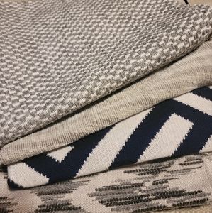 4 Thibaut Sunbrella fabric samples gray black navy